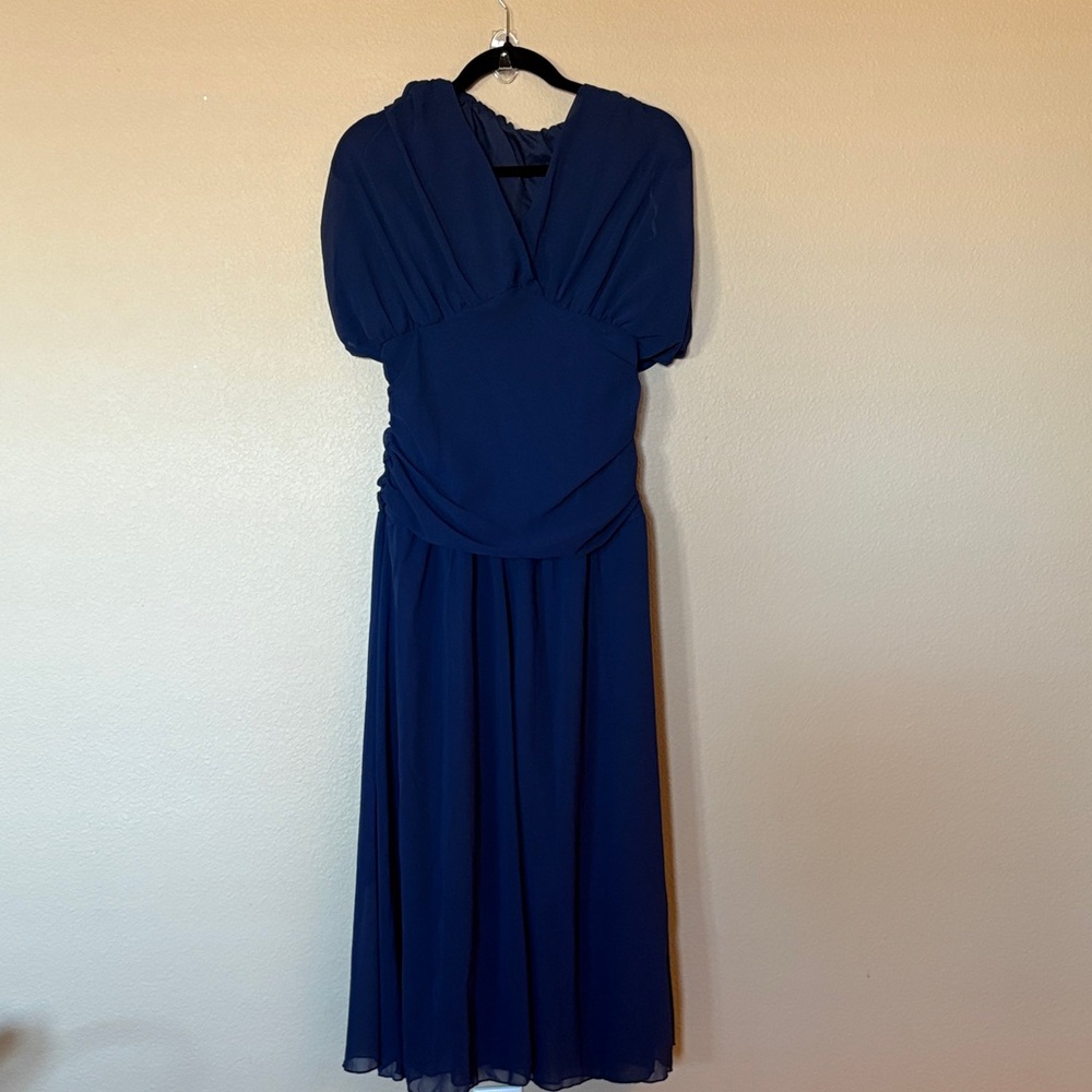 Formal elegant Navy V-Neck Chiffon Women’s Dress Size M